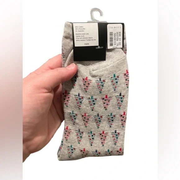 Talbots Trouser Socks Christmas Trees OSFM Brand New with Tags - Picture 2 of 4